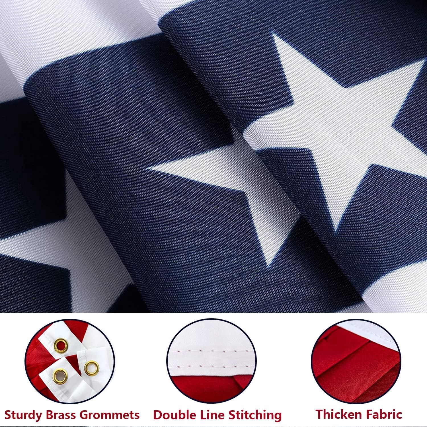 Flag Bunting 3x6 Ft for Outside, Decoration Flags, Patriotic Half Fan Bunting Flag with Brass Grommets for 4th of July Indoor Outdoor Decorations (Set of 6)