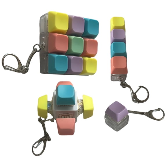 4 Pcs Keyboard Fidget Toy Set for Adult, Macaron Color Decompression Keychain, Mini Stress Relief Fidget Clicker, Portable Decompression Toys, Key Pendant, Desk Decoration