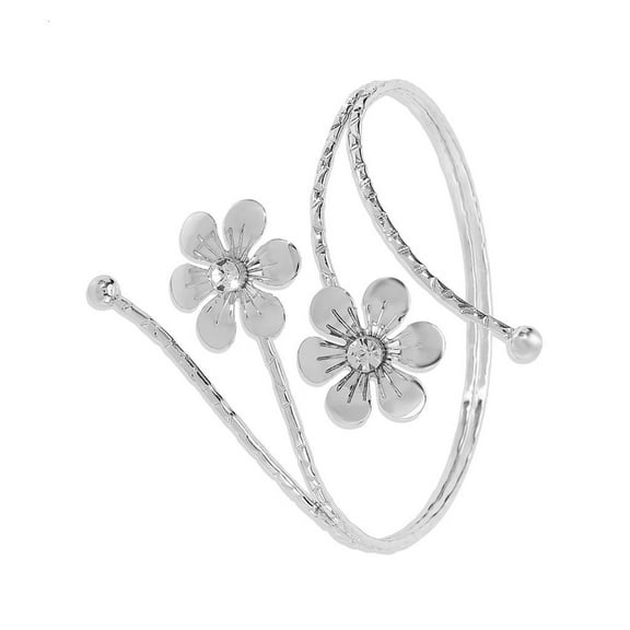 WE-POLUJ Stylish Flower/Leaf Arm Cuff Bracelet Fashion Metal Arm Bands Open Arm Bracelets Ornament Popular Women Accessory