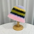 thumbnail image 2 of Diufon Winter Bucket Hat for Women Fleece Warm Colorful Striped Trendy Versatile Cap Wool Fisherman Hats, 2 of 7