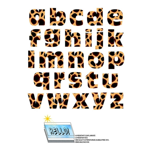 Alphabet Letters Lowercase Cheetah Print Animals SLAP-STICKZ(TM) Premium Stickers