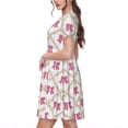 thumbnail image 2 of Daiia Retro bows Print Women's Dresses 2025 Trendy Short sleeve Dresses Casual Baggy Flowy Maxi Sun Dresses, 2 of 6