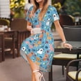 thumbnail image 3 of Fotbe Cute Dog Vestido Largo de Moda para Mujer, Vestido Tipo Camiseta con Manga Corta y Estilo Casual a Rayas y Bloques de Color, 3 of 6