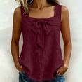 thumbnail image 5 of Kilaqueen Womens Bow Tie Front Tank Tops Summer Dressy Solid Color Square Neck Sleeveless Tunic Blouses Lightweight Loose Fit Casual Going Out Cami Gauze Shirts, 5 of 7