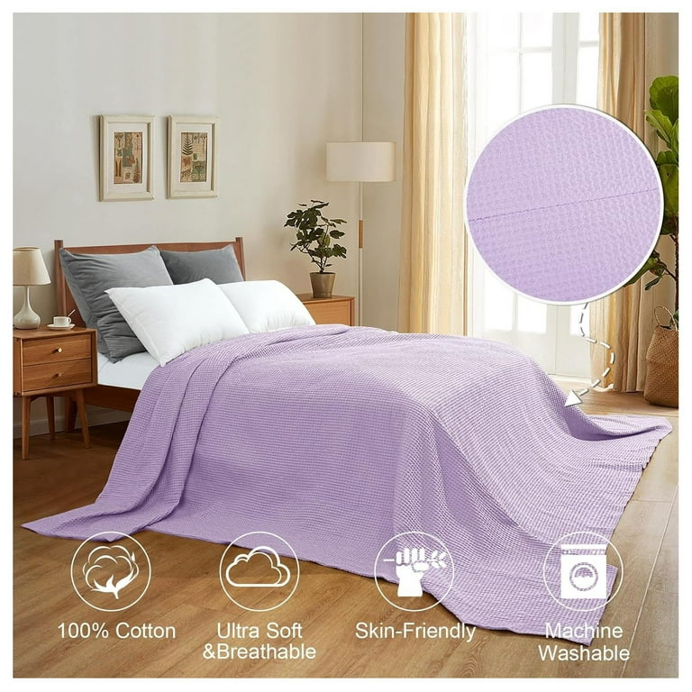 TiaGOC 100 Cotton Waffle Weave Blanket California King Size 120 x 120 Washed Soft Lightweight Breathable Oversize Huge Blanket for All Season Extra Large Blanket for Couch Bed Sofa Purple Walmart