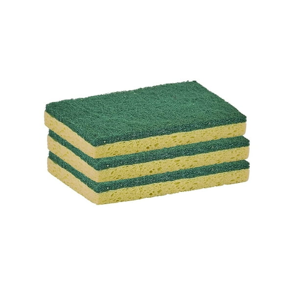 Superio Heavy Duty Cellulose Sponge with Scouring Pad, Non Scratch (3 Pack)