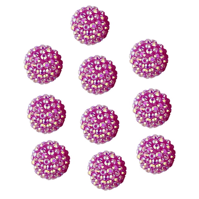 10 cuentas de 20 mm con agujeros grandes, brillantes, coloridas, para joyería, fabricación de joyas, bolígrafos, llaveros, collares, redondas y brillantes.