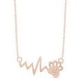 thumbnail image 4 of AFFY Round Cut Simulated Birthstone Paw & Heartbeat Pendant Necklace In 14K Rose Gold Over Sterling Silver By, 4 of 7