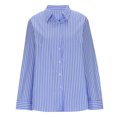 thumbnail image 4 of Ladies Button Down Shirts Striped Long Sleeve Dressy Casual Tops Relaxed Fit Lapel Blouses Office Work Wear (S, Blue), 4 of 6