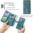 thumbnail image 2 of Compatible with Samsung Galaxy S21 Ultra 5G Wallet Case,[6 Card Slots] [Wrist Strap] [Stand Feature] Detachable 2 in 1 Magnetic Zipper Leather Cover Case for Samsung S21 Ultra 5G,6.8 inch Blue, 2 of 15