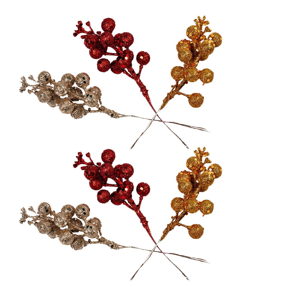 Berry Picks Christmas Red Artificial Stems Pine Faux Holly Tree Table