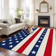 thumbnail image 3 of Independence Day Washable Area Rug 6 x 9 ft Retro U.S. Flag Star Red Blue White Stripes, Soft Non Slip Rugs Stain Repellent Indoor Felt Carpet for Living Dining Room Bedroom Home Office, 3 of 9