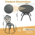 thumbnail image 3 of Hzzkey 3-Piece Outdoor Cast Aluminum Bistro Set, Black Round Table & 2 Chairs, Weather-Resistant, 3 of 7
