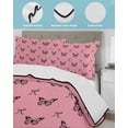 thumbnail image 3 of Quilts Queen Size Bedding Set, Pink Spring Butterfly Reversible Summer Quilt 3 Pieces, Black Bow Knot Lightweight Bedspreads Coverlets with 2 Pillow Shams for All Seasons, 3 of 5