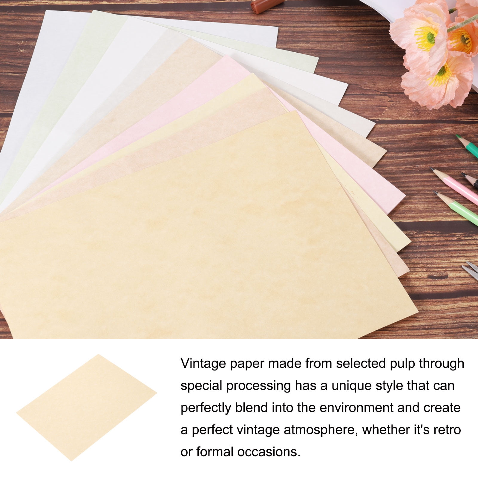 Uxcell Parchment Paper Aged Look Stationery Vintage Paper Sheet for Certificate Invitation Envelope Deep Brown 8.5 x 11 Inch