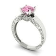 thumbnail image 2 of Clara Pucci 14K White Gold Solid Gold Pink Solitaire with Accents Anniversary Ring for Women - 1.06 cttw Round Cut, 2 of 8