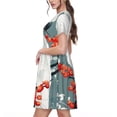 thumbnail image 2 of Saiise Robes d'Été Motif Baies Rouges Cacatoès pour Femmes T-Shirt Décontracté Manches Courtes Robe de Plage Florale avec Poches, 2 of 6