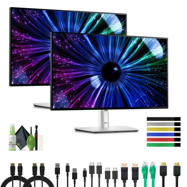 Monitor concentrador Dell UltraSharp de 24" - (U2424HE) Panel IPS 16:9, resolución de 1920 x 1080 a 60 Hz, USB-C HDMI incorporado, DisplayPort, paquete con 2 monitores + kit de limpieza y más