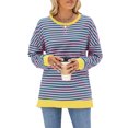 thumbnail image 1 of Wangsaura Sweat-Shirt Rayé Surdimensionné pour Femmes, Col Rond, Manches Longues, Pull Décontracté, Automne Hiver, 1 of 7