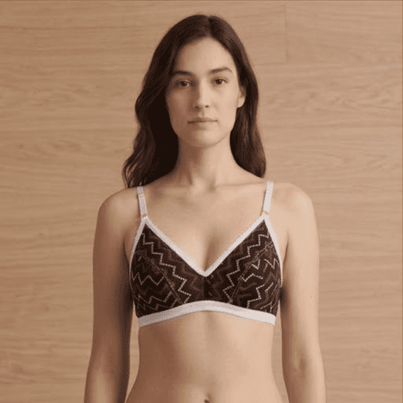 Women’s Printed Non Padded Wirefree Cotton Blend Bra with Adjustable Straps for Daily Wear, Size 32
