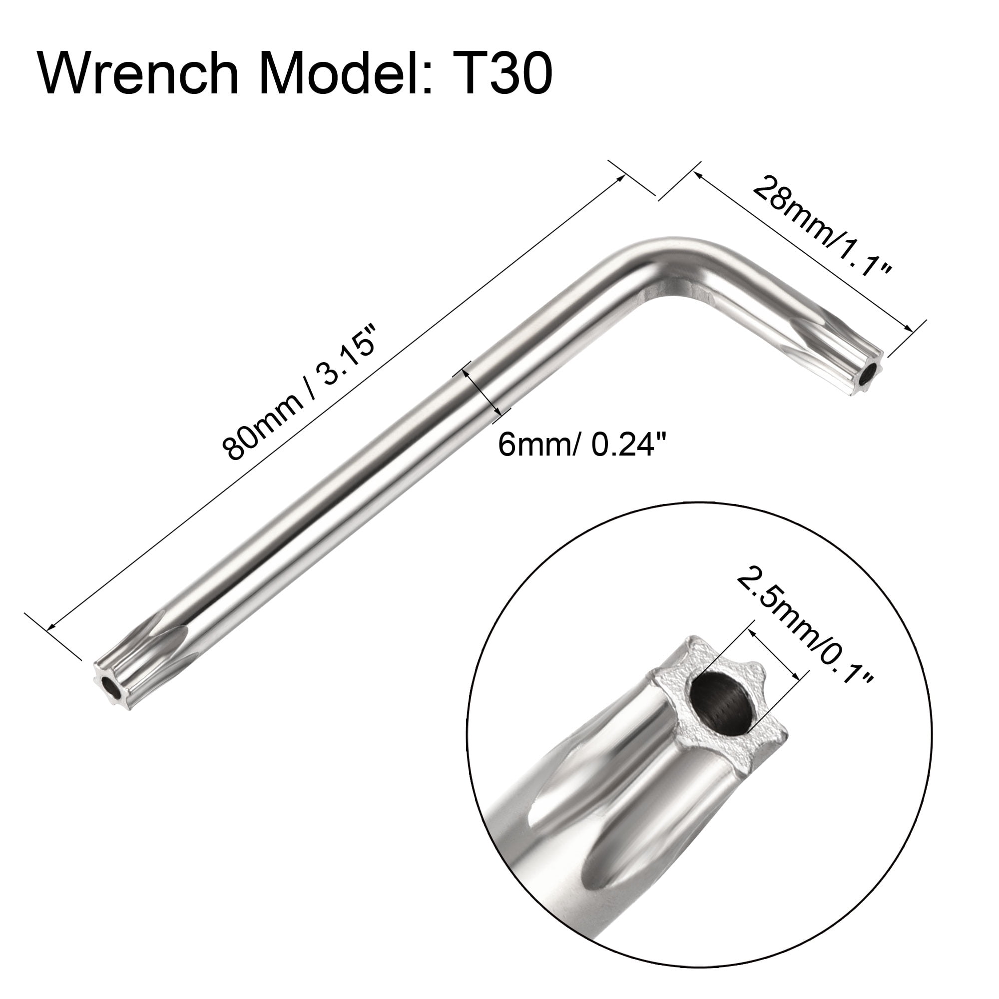 Uxcell Torx Security Machine Screw Polishing M6x40mm with T30 Wrench 20Pack