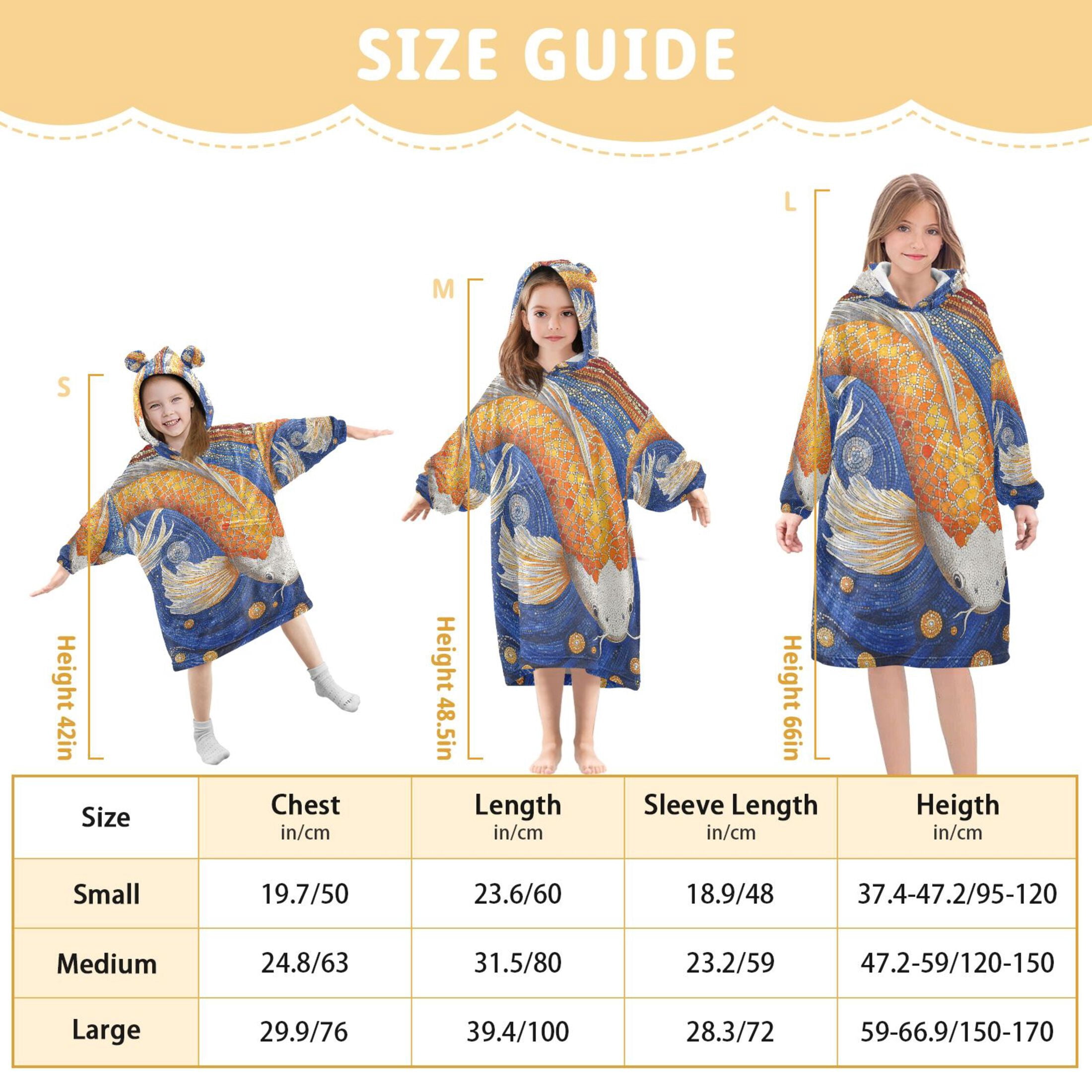 YAZAOO Kids Wearable Blanket Hoodie Warm and Cozy Cosmic Koi Flannel Sweatshirt