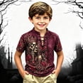 thumbnail image 2 of KHONTS Boys Viking Lace up V-Neck T Shirts Short Sleeve 3D Printed Tees,Size 2-13 Years 06-Red 150, 2 of 5