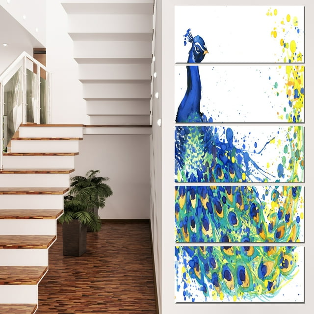Aquarelle Paon Exotique - Toile d'Art Animal Contemporain