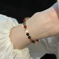 thumbnail image 3 of Hyasfey Women Bracelet Colorful Smooth Vintage Aexquisite Elastic Luxury Lightweight Bracelet Faux Pearl Faux Tourmaline Release Stress Enhance Well-being Lady Lightweight Bracelet, 3 of 7