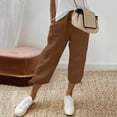 thumbnail image 2 of Lmueinov Women's 100% Cotton Drawstring Capri Pants, Loose Fit Casual Cropped Trousers with Adjustable Hem and Pockets S-3XL, 2 of 8
