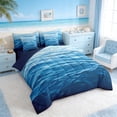 thumbnail image 2 of Manfei Gradient Blue Ocean Twin Bedding Sets for Kids Boys and Girls, Sea Water Print Bedding Comforter Set, Navy Reversible 7pcs, 2 of 6