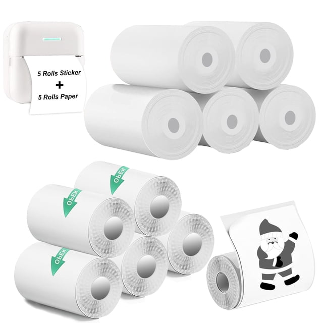 Papel y pegatinas para impresora térmica, 10 rollos para miniimpresora