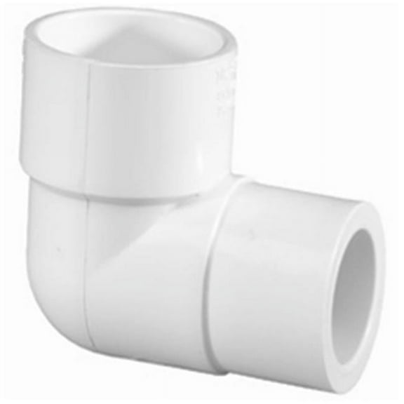 PVC Reducing Elbow, Socket x Socket, 3/4 in x 1/2 in Pipe Size