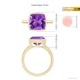thumbnail image 4 of ANGARA Natural Bezel-Set Solitaire Cushion 3.65 ct Amethyst Ring in 14K Yellow Gold for Women (Size-10mm) | February Birthstone, Birthday, Anniversary, Jewelry Gift for Women | Natural Amethyst Ring, 4 of 9