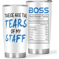 Boss Gifts - 20oz Funny Coffee Tumblers Gifts for Bosses - Cool Birthday Gift For Boss from Employee - Bosses Day Gifts for Men, Women - White Tumbler Cup with Lid, 1 Pack