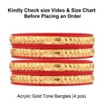 thumbnail image 4 of Efulgenz Traditional Bridal Red Acrylic Indian Wedding Bangles Gold Tone Engraved Glossy Bracelet Bangle Jewelry for Women (4 Pcs) Size 2.8, 4 of 7