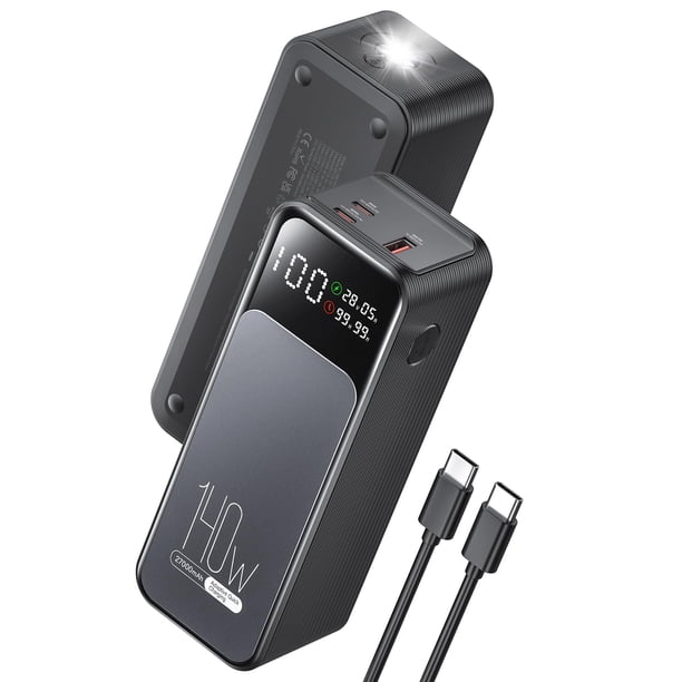 Batería externa Jescuok 27000 mAh 140 W USB C PD QC de 3 salidas