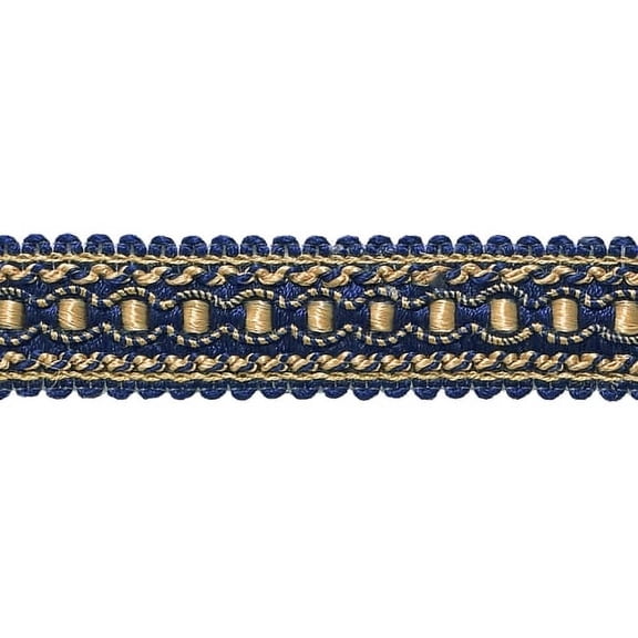 1" (2.5cm) Wide Imperial Collection Decorative Gimp Braid Trim # 0125IG, Nautical Gold #1152 (Light Gold, Yellow Gold, Navy Blue) Sold By The Yard (36"/3 ft/0.9m)