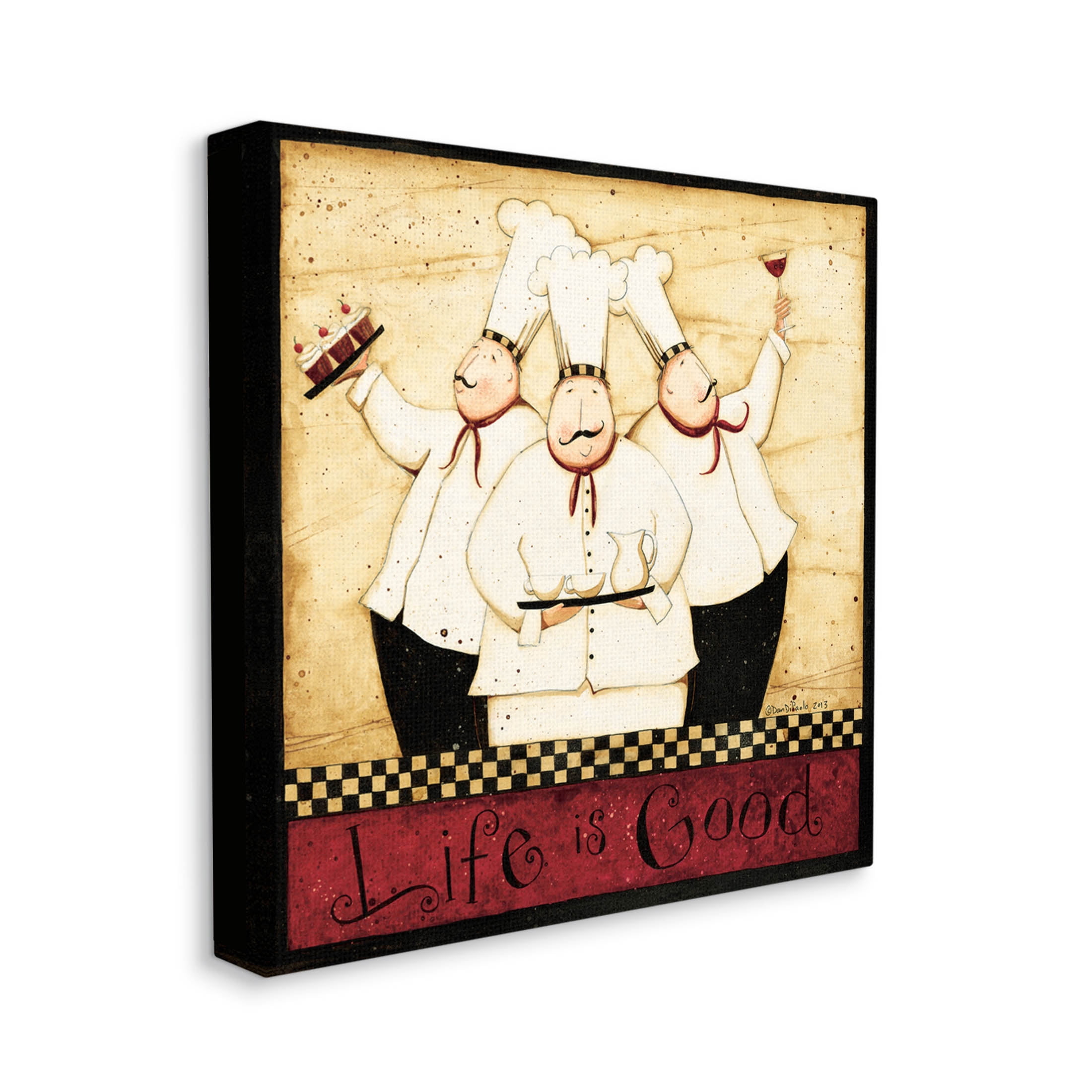 Life Is Good Vintage Chefs Food & Beverage Graphic Art Gallery Wrapped Canvas Print Wall Art