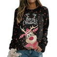 thumbnail image 3 of Chandail en Molleton de Noël pour Femmes, Cardigan à Manches Longues, Col Rond, Pull Chaud, Imprimé, Mode, Mi-Long, 3 of 6
