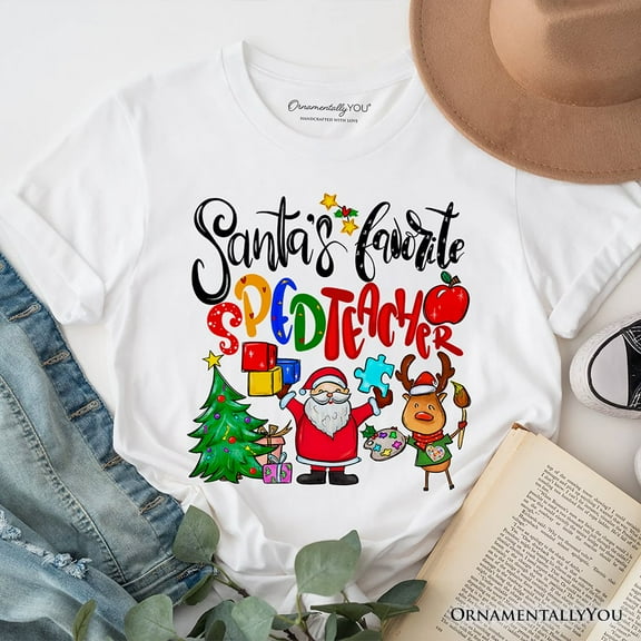 Santa’s Favorite Special Education Teacher T-Shirt, Merry Holiday Classroom Tee