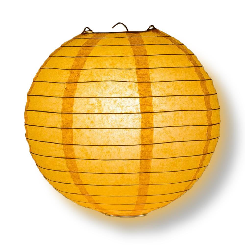Quasimoon PaperLanternStore Decorative Paper Lantern - (Single, 16-Inch, Papaya Orange, Even Ribbing) Round Paper Lantern - Ideal Wedding and Party Decor or Home Accent, Lighting Optional