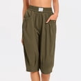 thumbnail image 3 of SHE IS Womens Baggy Harem Capri Pants Wide Leg Lounge Elastic Waist Sweatpants Casual Beach Trousers with Pockets, 3 of 6