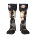 thumbnail image 2 of Lsque Flower Cat Couple Printed Crew Socks Men's Women's LightWeight Thin Casual Calf Socks ,Knee High Socks,Cotton Socks, 2 of 9