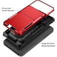 thumbnail image 3 of Case Compatible with iPhone 15 with Card Holder 4-Card Dual Layer Heavy Duty Shockproof Wallet Case Hidden Flip Card Slot Protective Hard Shell Back Cover Case for iPhone 15, 6.1 Inch Red, 3 of 14