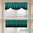 thumbnail image 5 of Teal Black Plaid Tie Up Valance Curtains for Windows, Kitchen Curtains Window Treatments, Farmhouse Retro Star Abstract Checked Short Window Shades Valances for Bedroom Bathroom Cafe 42"x12", 5 of 8