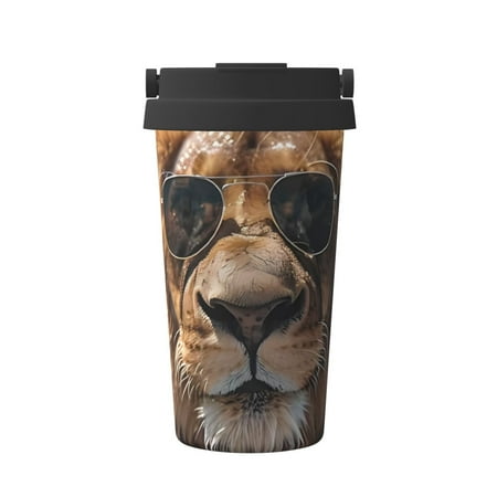 

Matuu Hawaiian Swimming Lion for Insulated Coffee Mug Reusable Travel Coffee Cup Spill Proof 16oz Stainless Steel Coffee Cups for Hot/Ice Coffee Tea