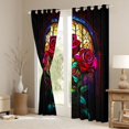 thumbnail image 3 of Castle Fairy Teens Flower Rose Curtains Pack of 2 (42x84 Each),Chic Floral Blossoms Curtains Blackout,Exotic Style Bedroom Curtains,Ultra Soft Home Decor, 3 of 6