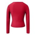 thumbnail image 4 of Gibobby Blusa Termica Camiseta Sexy de manga larga con cuello cuadrado para mujer, Top corto con cuello cuadrado, Top de otoño（Rojo， M), 4 of 4