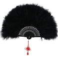 thumbnail image 2 of Abanico de plumas de marabú NQ plegable para disfraz de los años 20 negro, 2 of 5